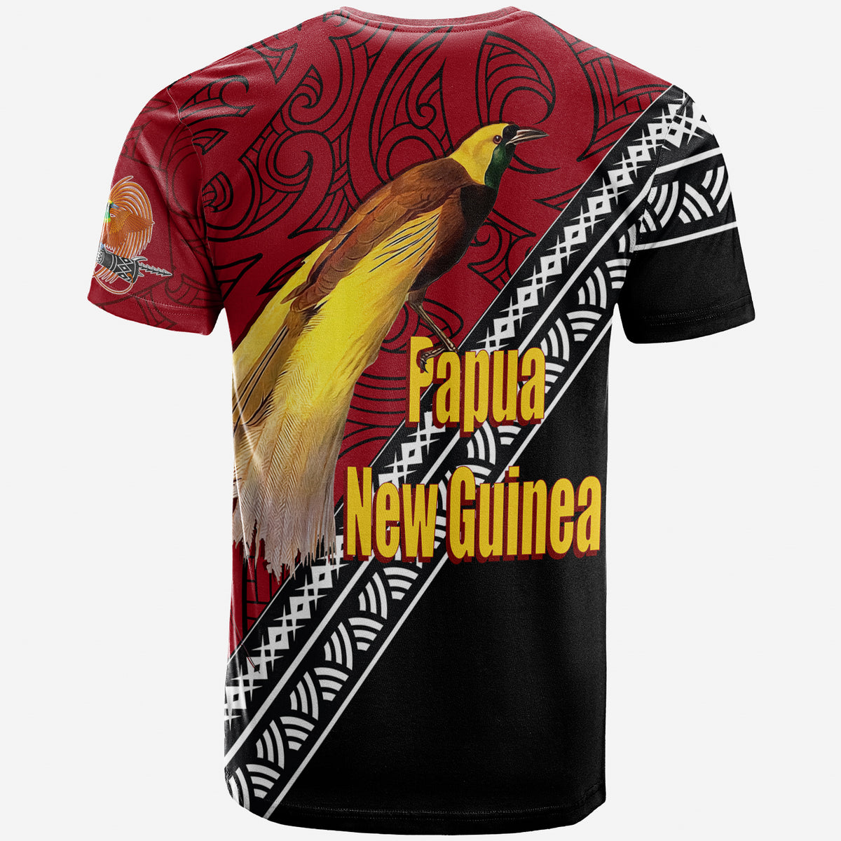 Custom Papua New Guinea Bird of Paradise with Polynesian Pattern T Shirt LT7 - Polynesian Pride