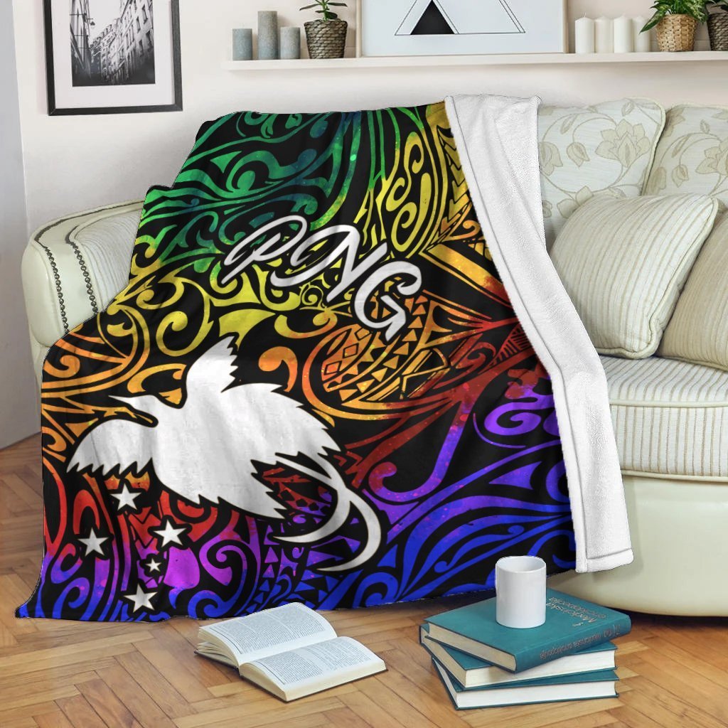 Papua New Guinea Premium Blanket - Rainbow Polynesian Pattern - Polynesian Pride