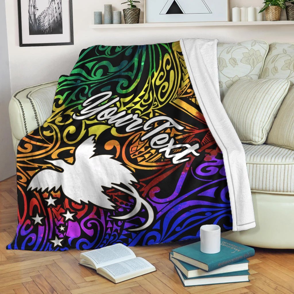 Papua New Guinea Custom Personalised Premium Blanket - Rainbow Polynesian Pattern - Polynesian Pride