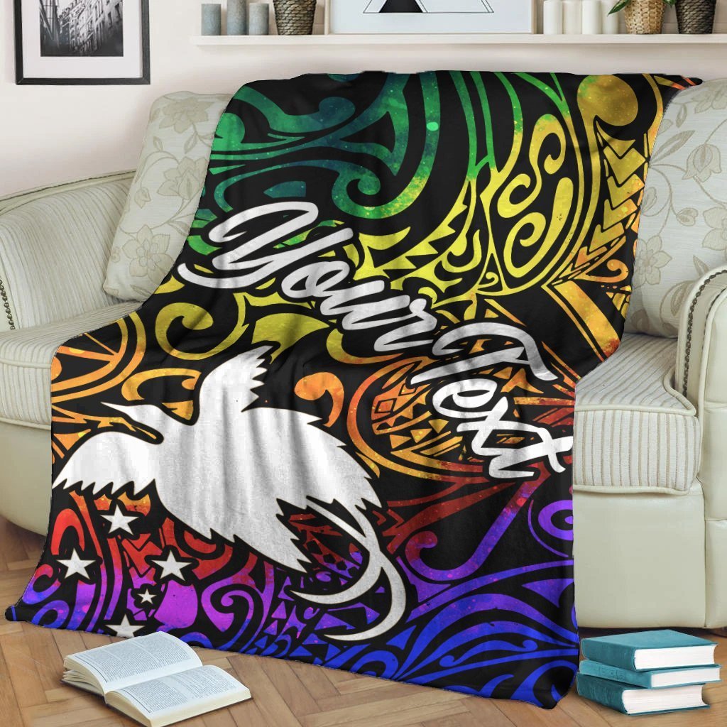 Papua New Guinea Custom Personalised Premium Blanket - Rainbow Polynesian Pattern - Polynesian Pride