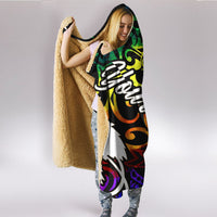 Papua New Guinea Custom Personalised Hooded Blanket - Rainbow Polynesian Pattern - Polynesian Pride