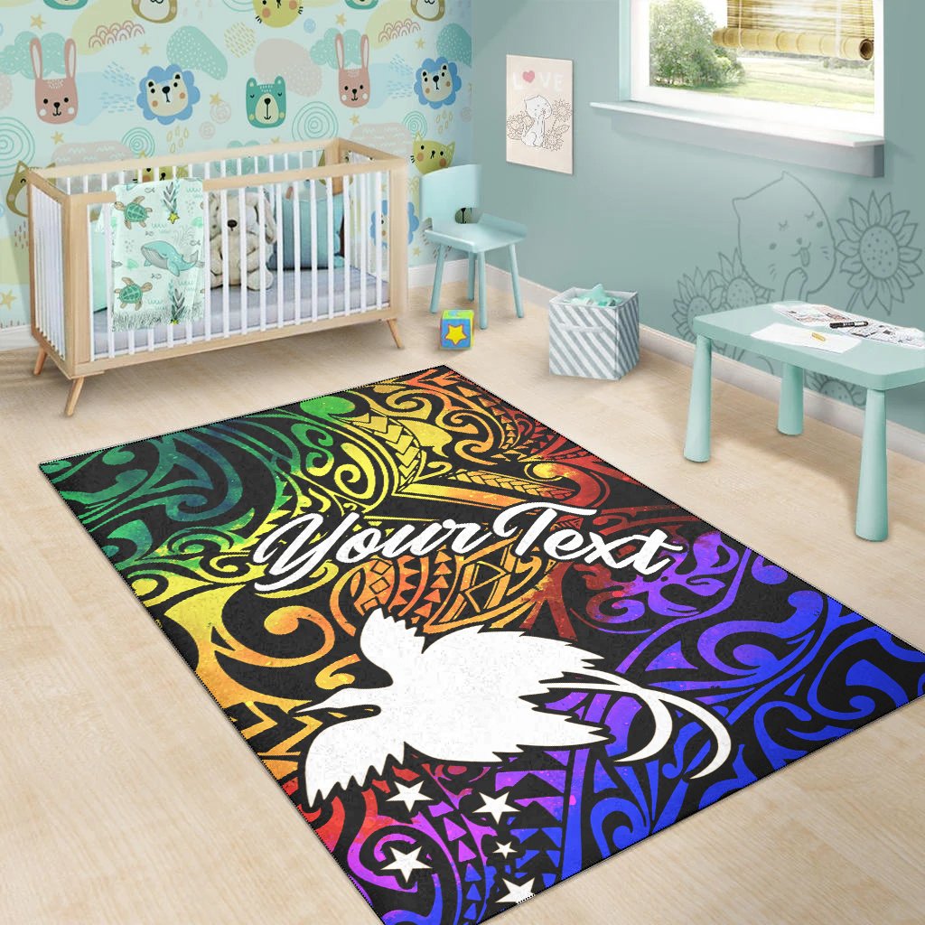 Papua New Guinea Custom Personalised Area Rug - Rainbow Polynesian Pattern - Polynesian Pride