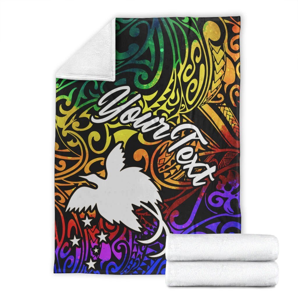 Papua New Guinea Custom Personalised Premium Blanket - Rainbow Polynesian Pattern - Polynesian Pride