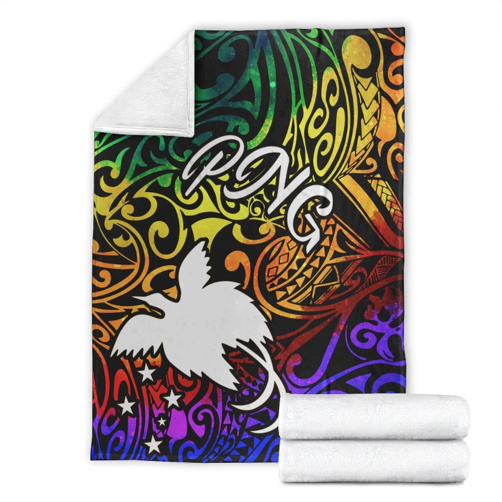 Papua New Guinea Premium Blanket - Rainbow Polynesian Pattern - Polynesian Pride