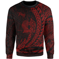 Papua New Guinea Sweatshirt - Wings Style Red Color Unisex Red - Polynesian Pride