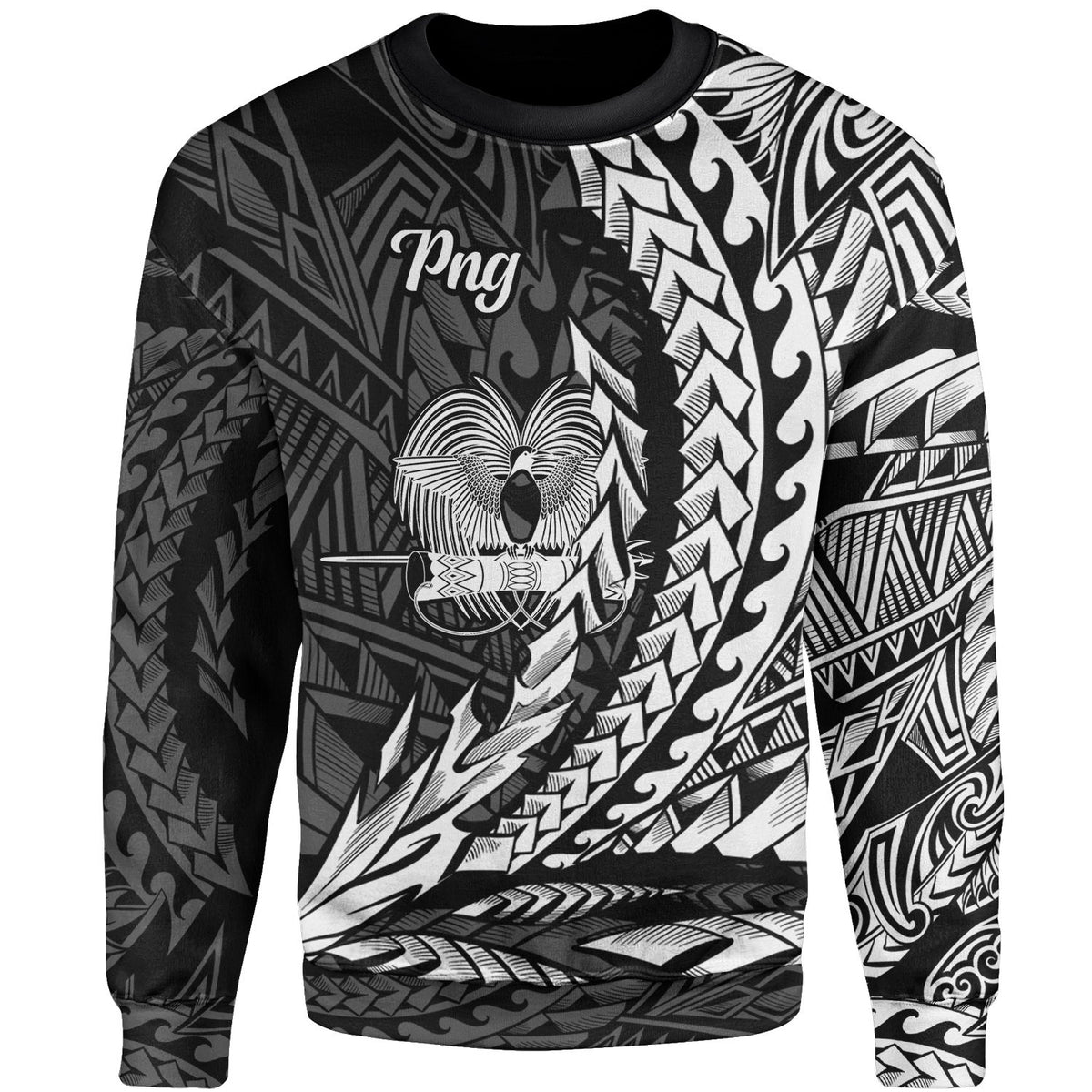 Papua New Guinea Sweatshirt - Wings Style White Color Unisex Black - Polynesian Pride