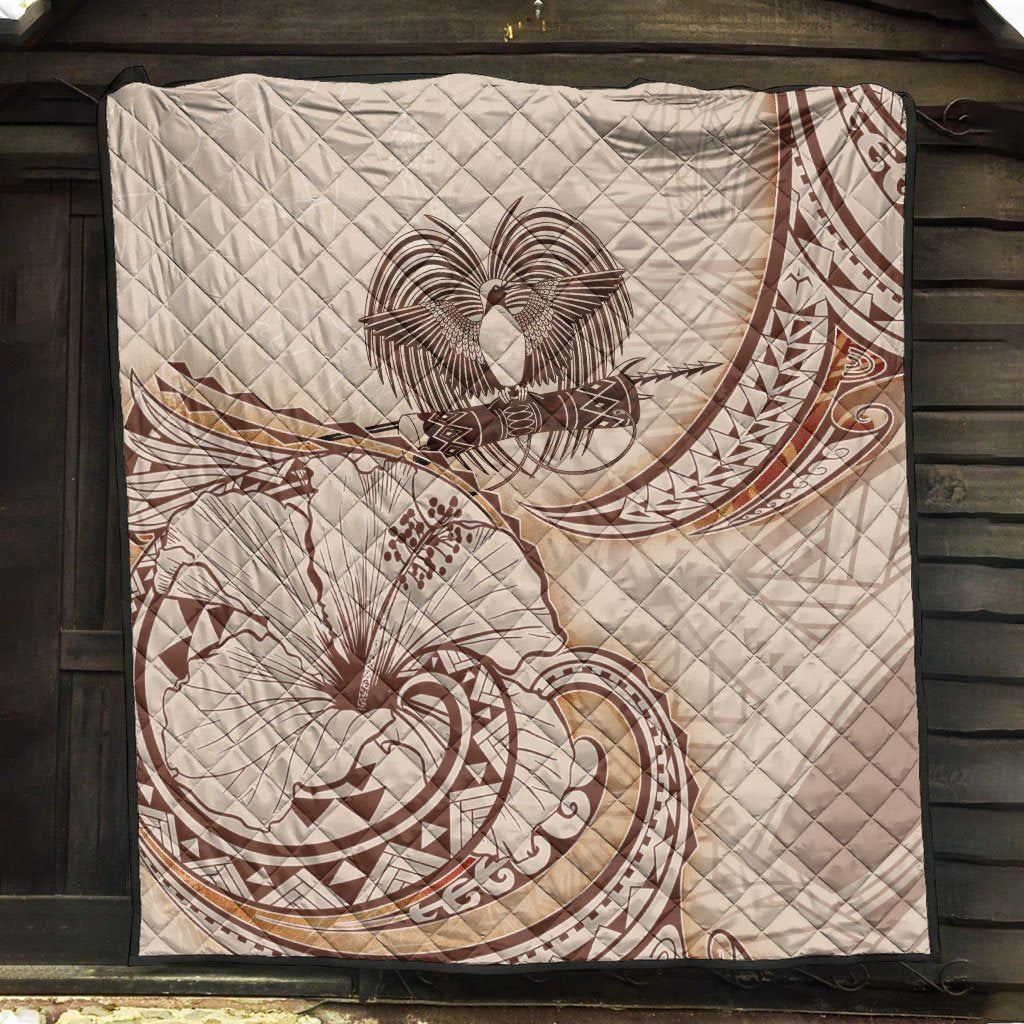 Papua New Guinea Premium Quilt - Hibiscus Flowers Vintage Style - Polynesian Pride
