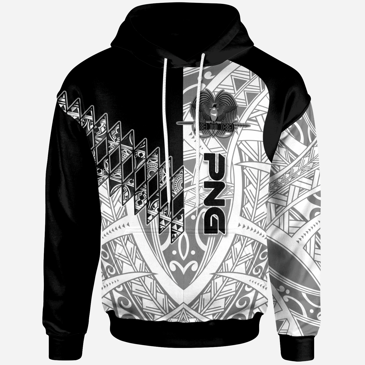 Papua New Guinea Hoodie Symmetry Style Unisex Black - Polynesian Pride