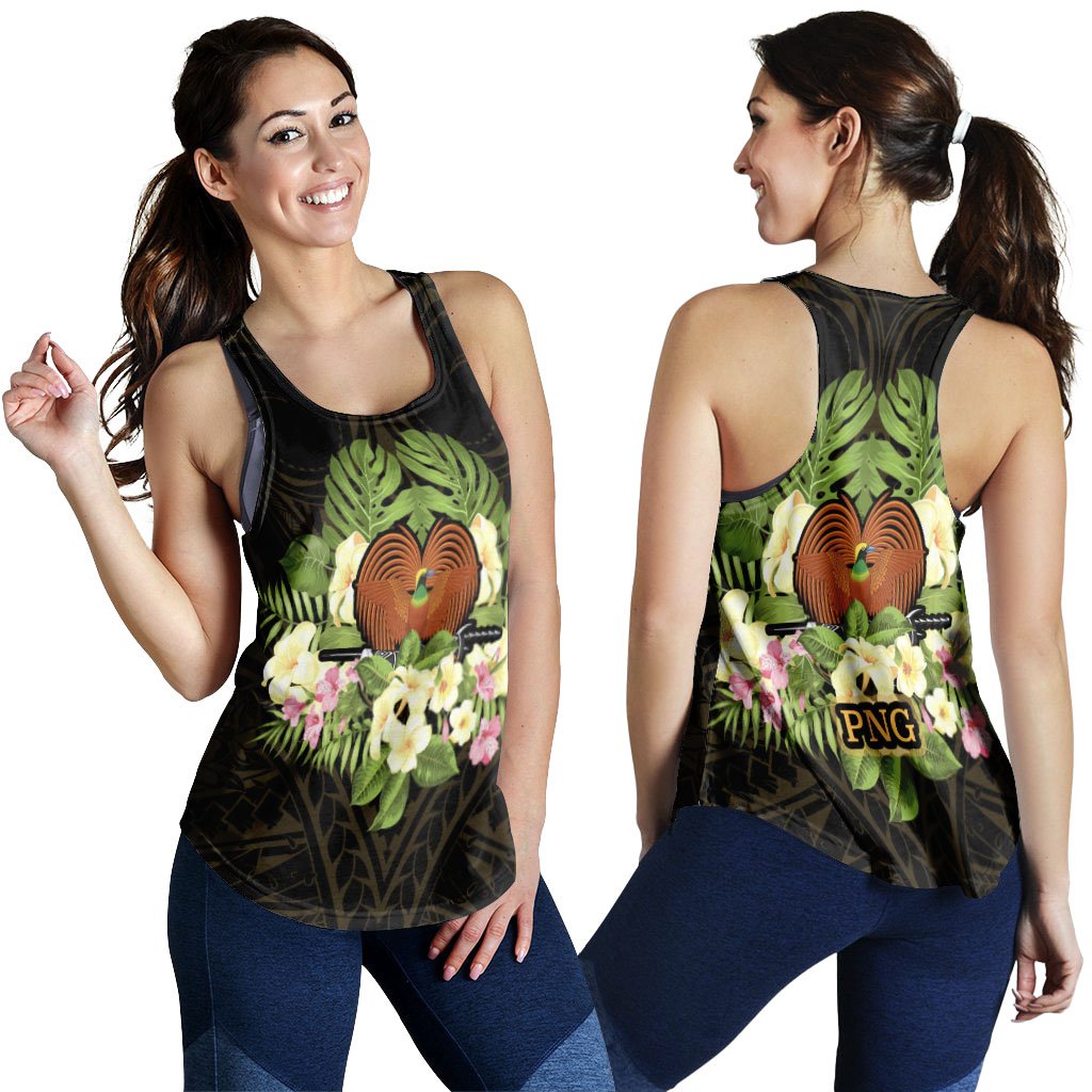 Papua New Guinea Women's Racerback Tank - Polynesian Gold Patterns Collection - Polynesian Pride