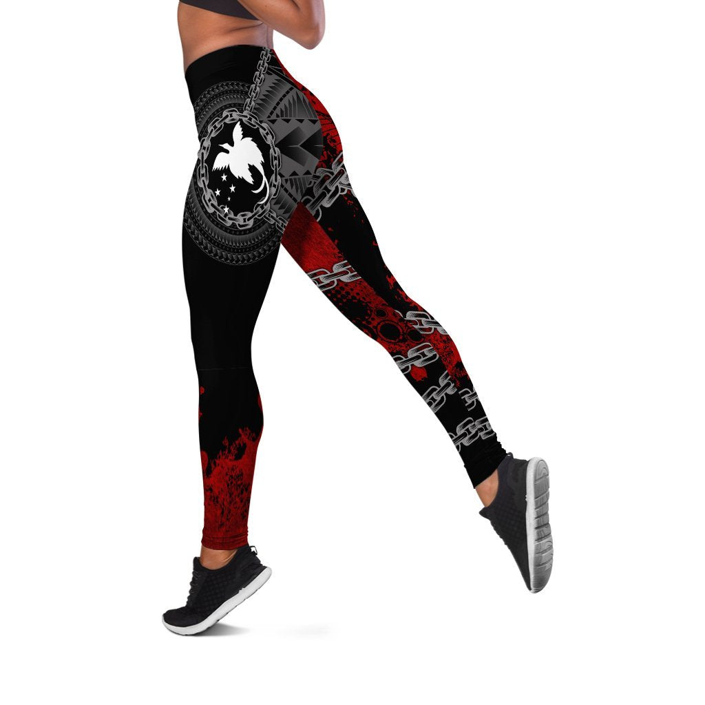 Papua New Guinea Polynesian Women's Leggings - Polynesian Chain Style Black - Polynesian Pride