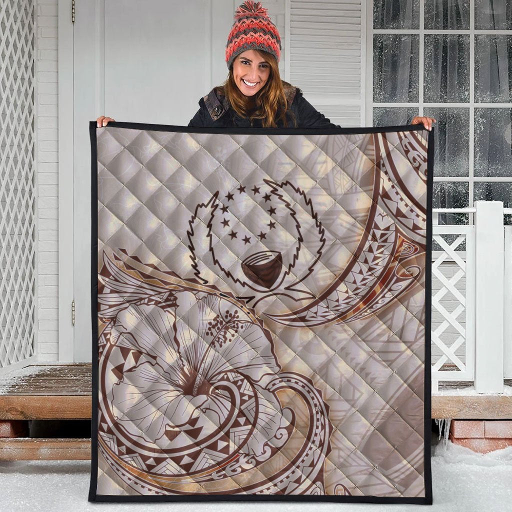 Pohnpei Premium Quilt - Hibiscus Flowers Vintage Style - Polynesian Pride