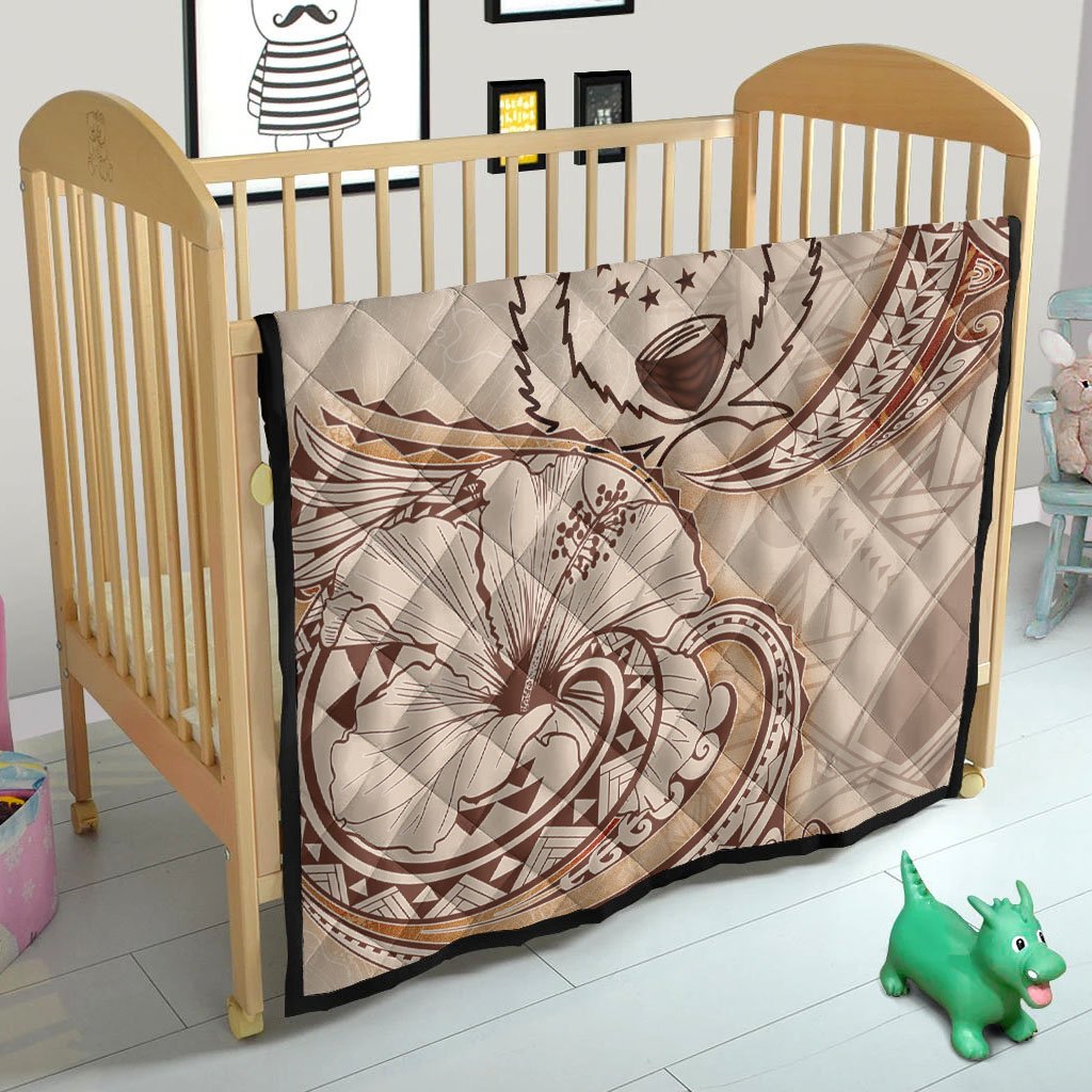 Pohnpei Premium Quilt - Hibiscus Flowers Vintage Style - Polynesian Pride