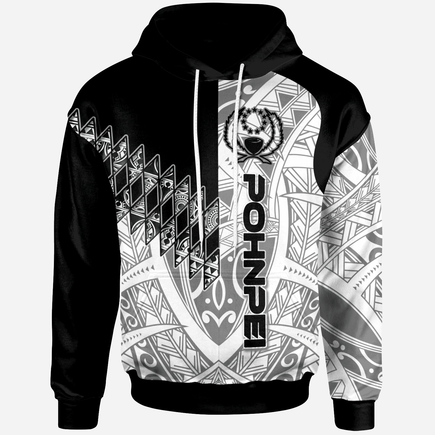 Pohnpei Hoodie Symmetry Style Unisex Black - Polynesian Pride