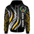 Pohnpei Custom Zip Hoodie Pohnpei Strong Fire Pattern Gold Unisex Black - Polynesian Pride