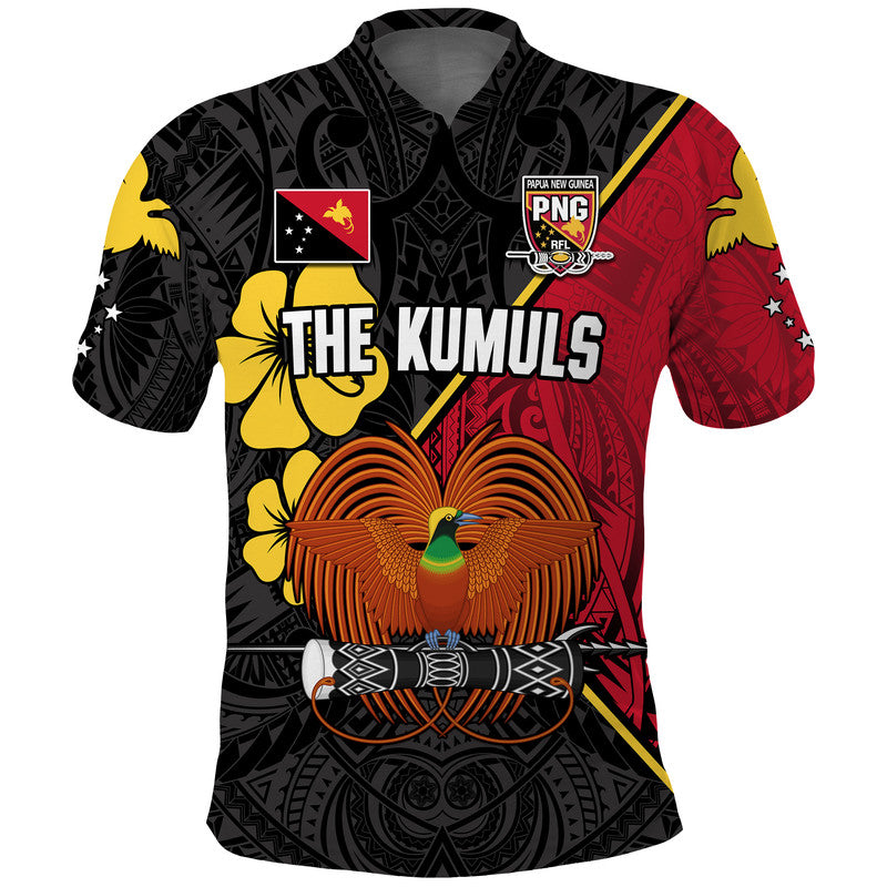 The Kumuls PNG Polo Shirt Papua New Guinea Polynesian Dynamic Style Black LT14 - Polynesian Pride