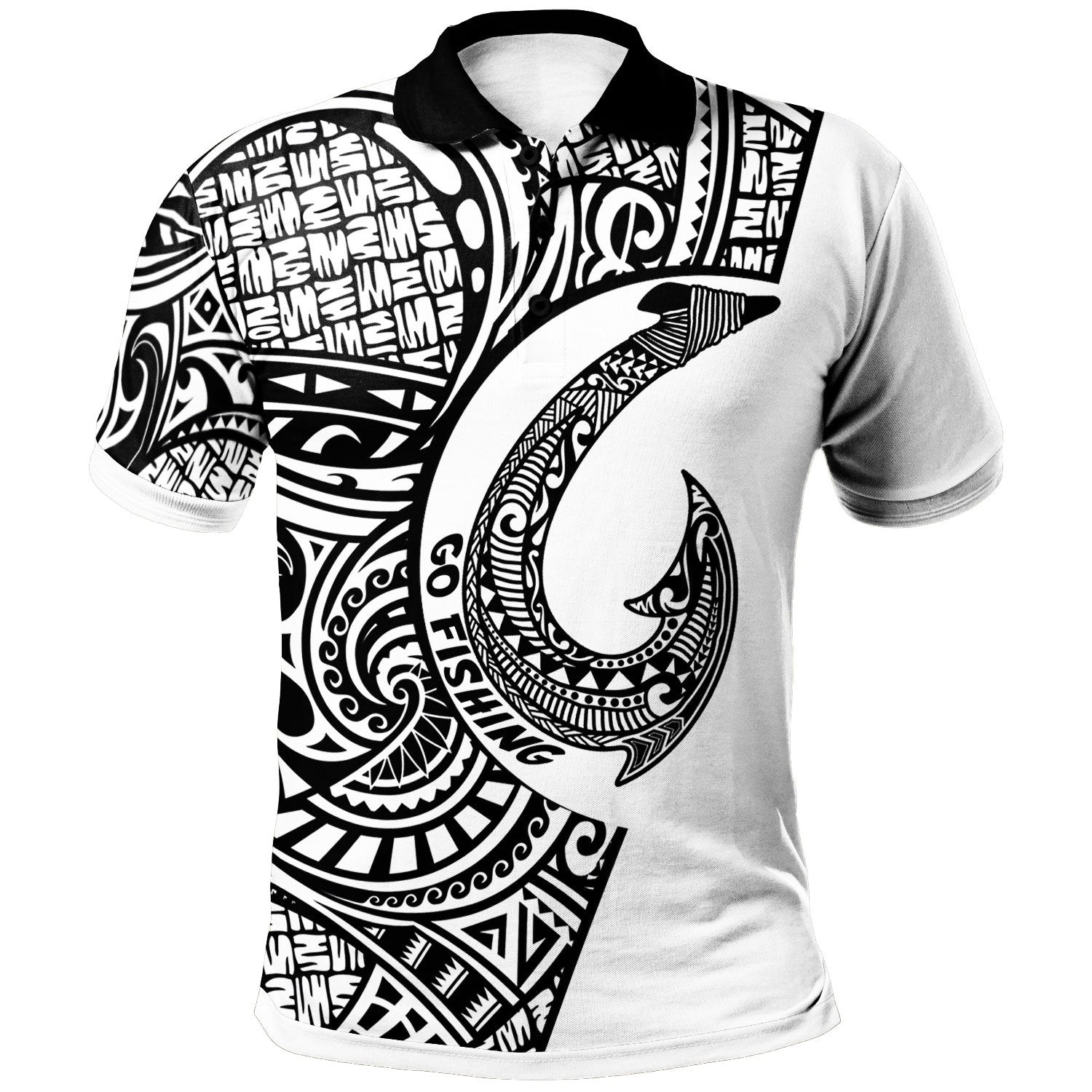 Tuvalu Polo Shirt Go Fishing Unisex Black - Polynesian Pride