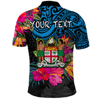 Custom Fiji Polo Shirt Alluring Polynesia and Tropical Flowers LT13 - Polynesian Pride