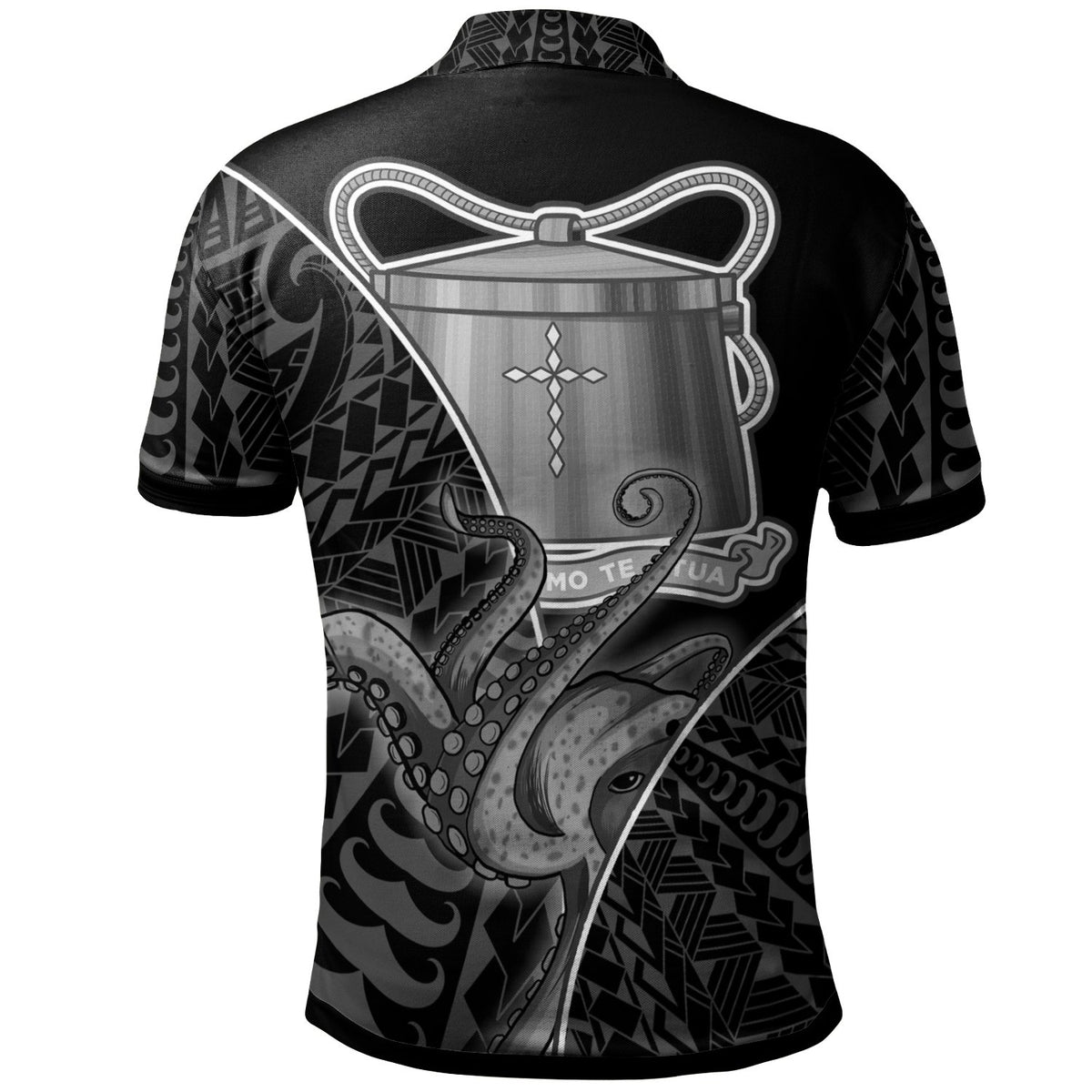 Tokelau Polo Shirt Octopus Style White Color - Polynesian Pride