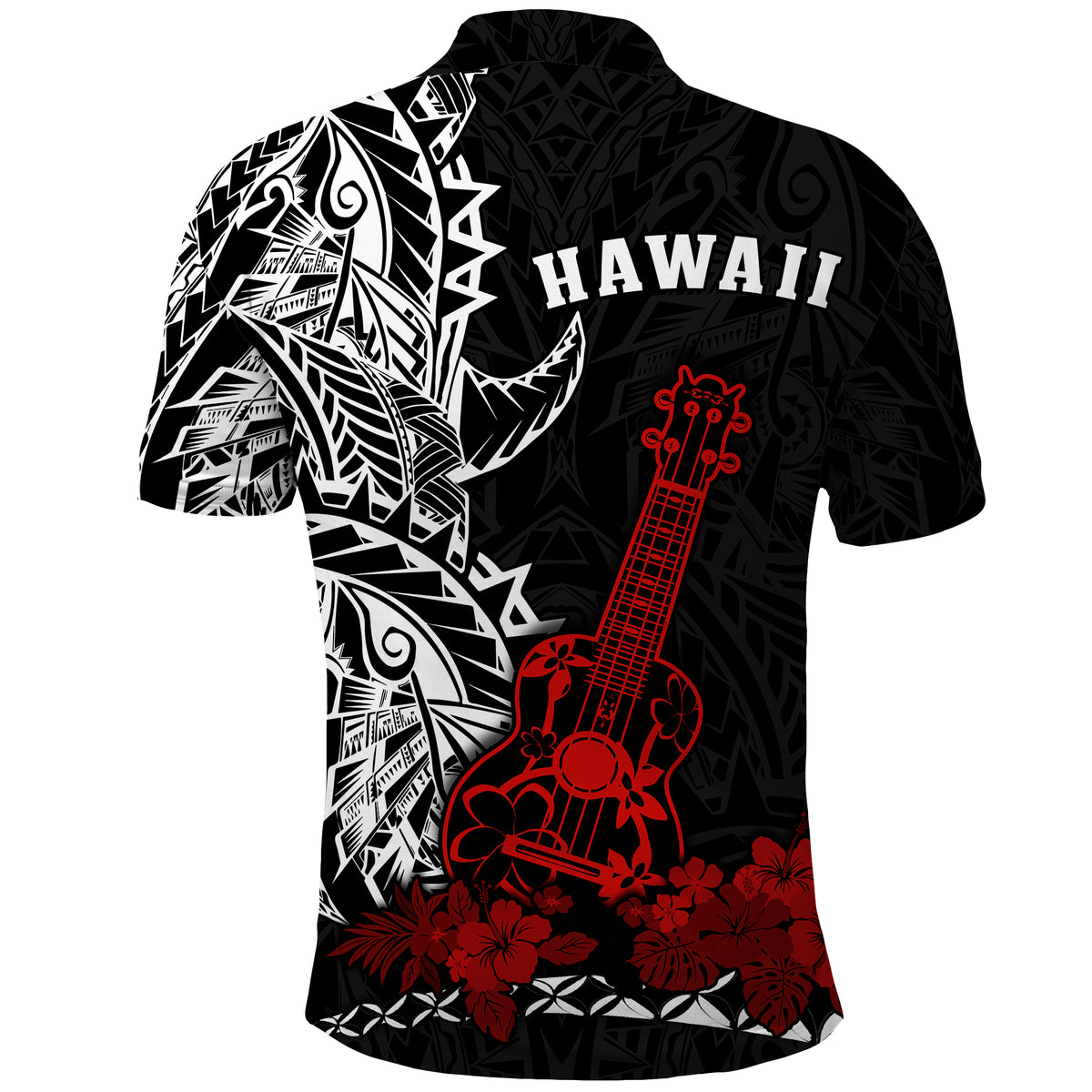 Hawaii Polynesian Polo Shirt Red Ukulele LT13 - Polynesian Pride