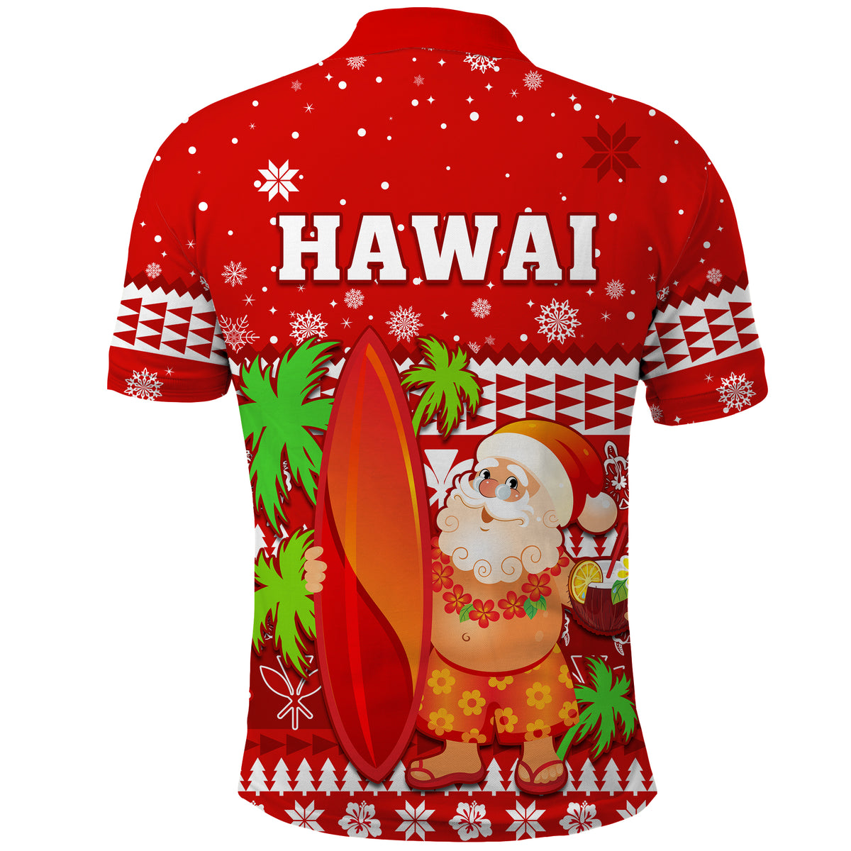 Mele Kalikimaka Polo Shirt Santa Claus Hawaii Christmas LT13 - Polynesian Pride