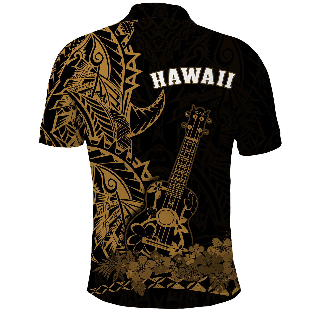 Hawaii Polynesian Polo Shirt Ukulele Gold LT13 - Polynesian Pride