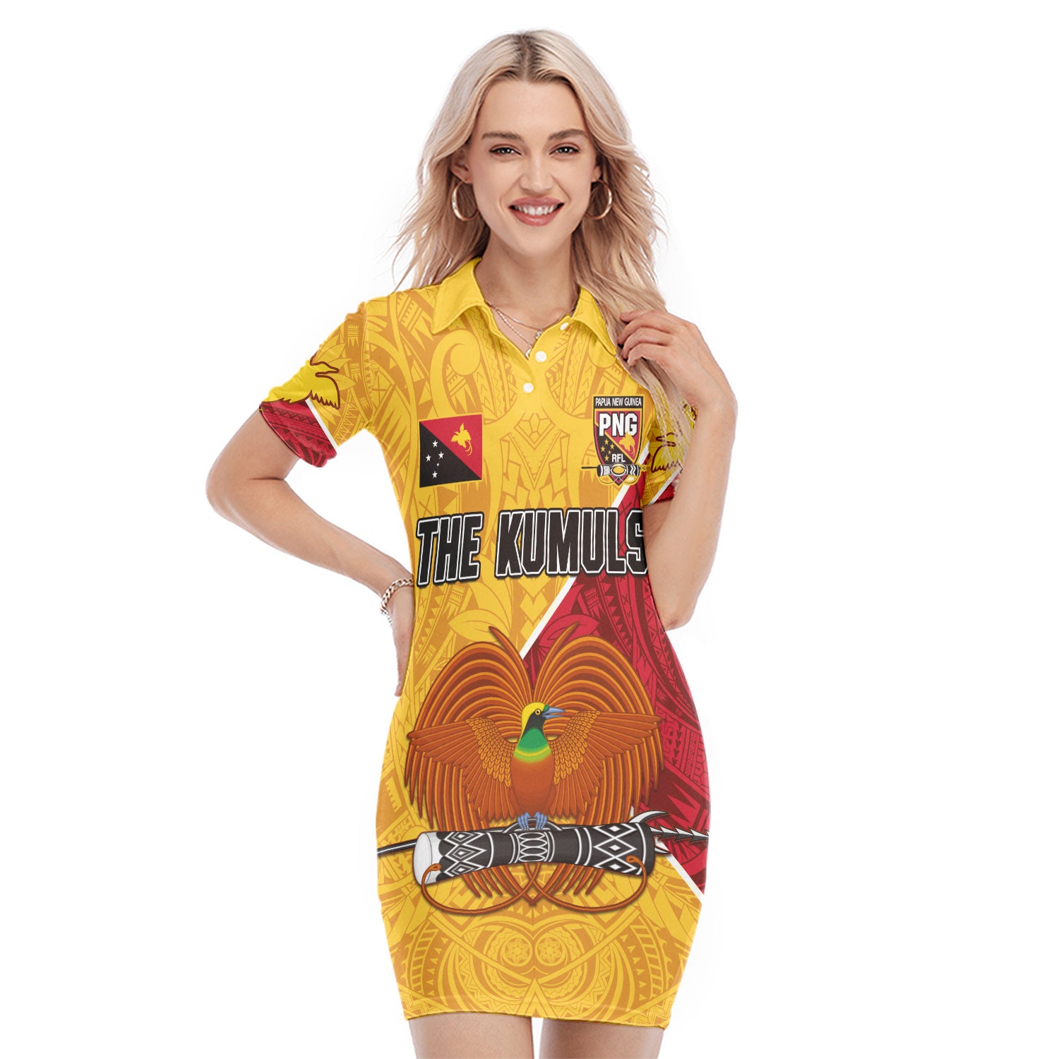 The Kumuls PNG Polo Dress Papua New Guinea Polynesian Dynamic Style LT14 Yellow - Polynesian Pride