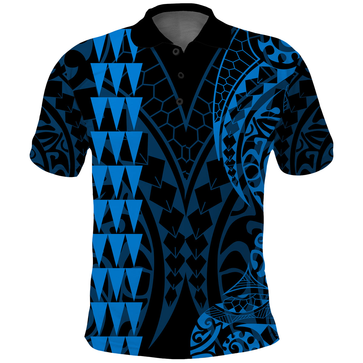 Kakau Polynesian Tribal Polo Shirt LT13 Blue - Polynesian Pride