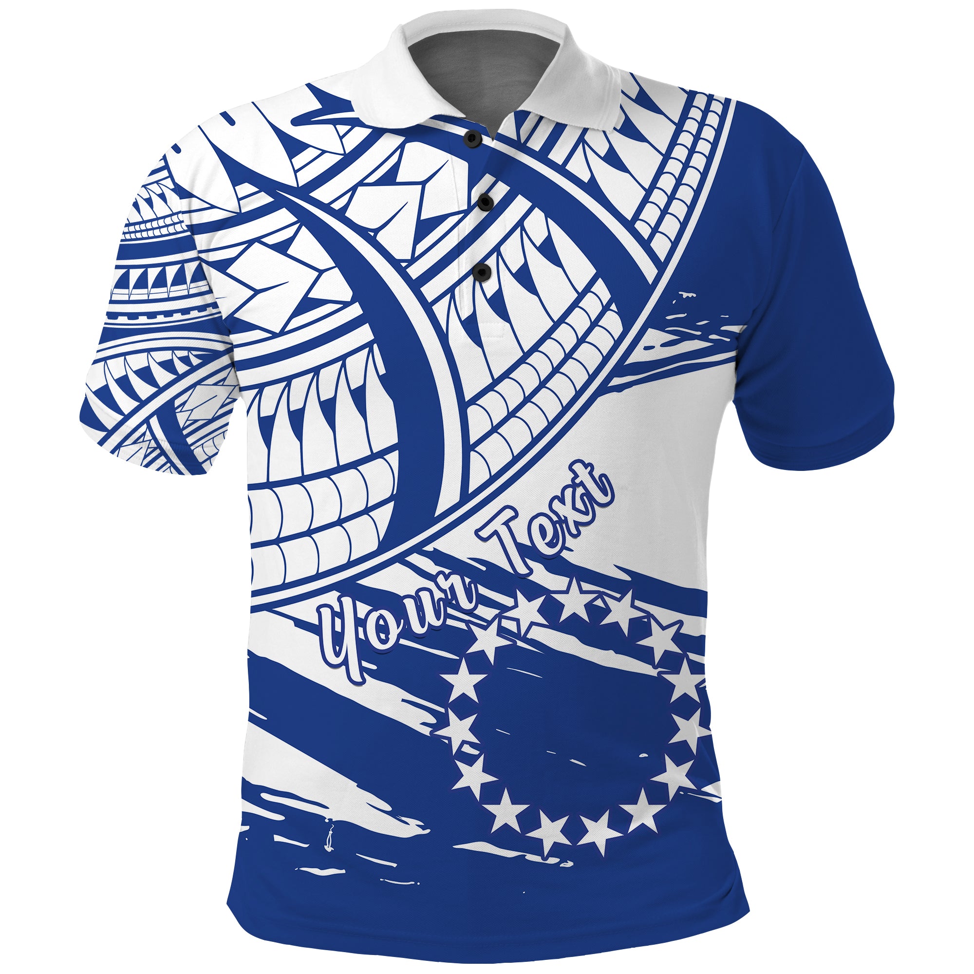 Cook Islands Custom Polo Shirt Cook Islands Flag Style Blue With Claw Pattern LT13 Unisex Blue - Polynesian Pride