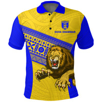 Custom Suva Grammar Fashion Polo Shirt Fiji School Version Lion Blue LT13 - Polynesian Pride