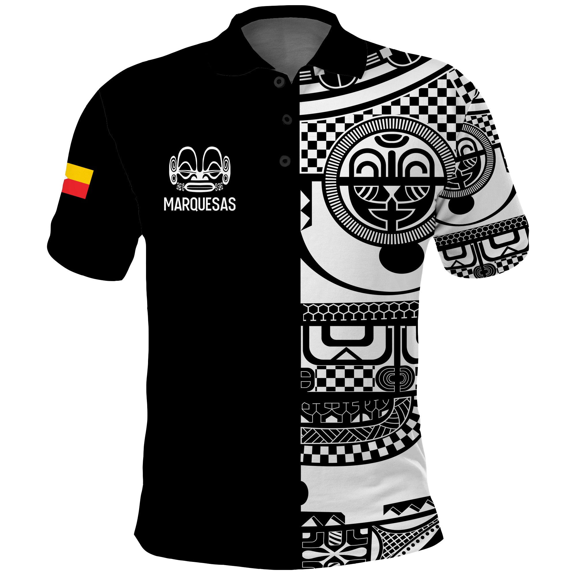 Marquesas Islands Tiki Polo Shirt Marquesan Tattoo LT13 Unisex Black - Polynesian Pride