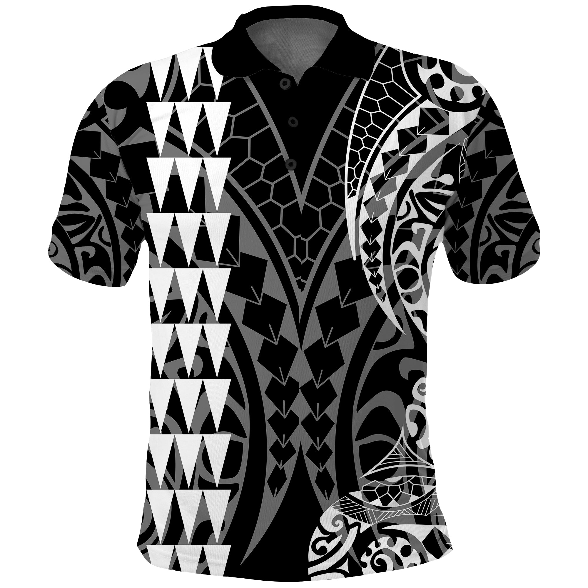 Kakau Polynesian Tribal Polo Shirt LT13 Black - Polynesian Pride