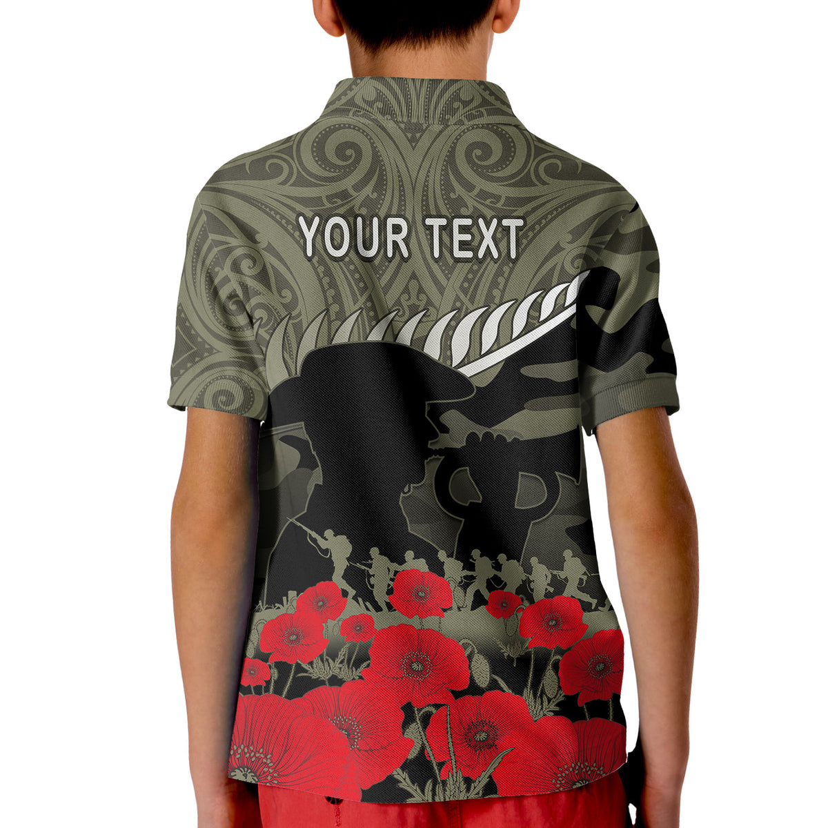 (Custom Personalised) New Zealand ANZAC 2022 Polo Shirt KID Maori Camouflage LT14 - Polynesian Pride
