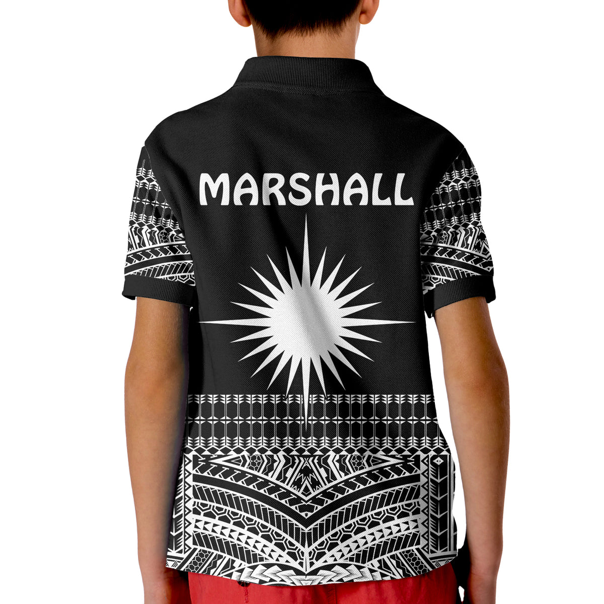 Marshall Islands Polo Shirt KID Best Tattoo Version Black LT13 - Polynesian Pride