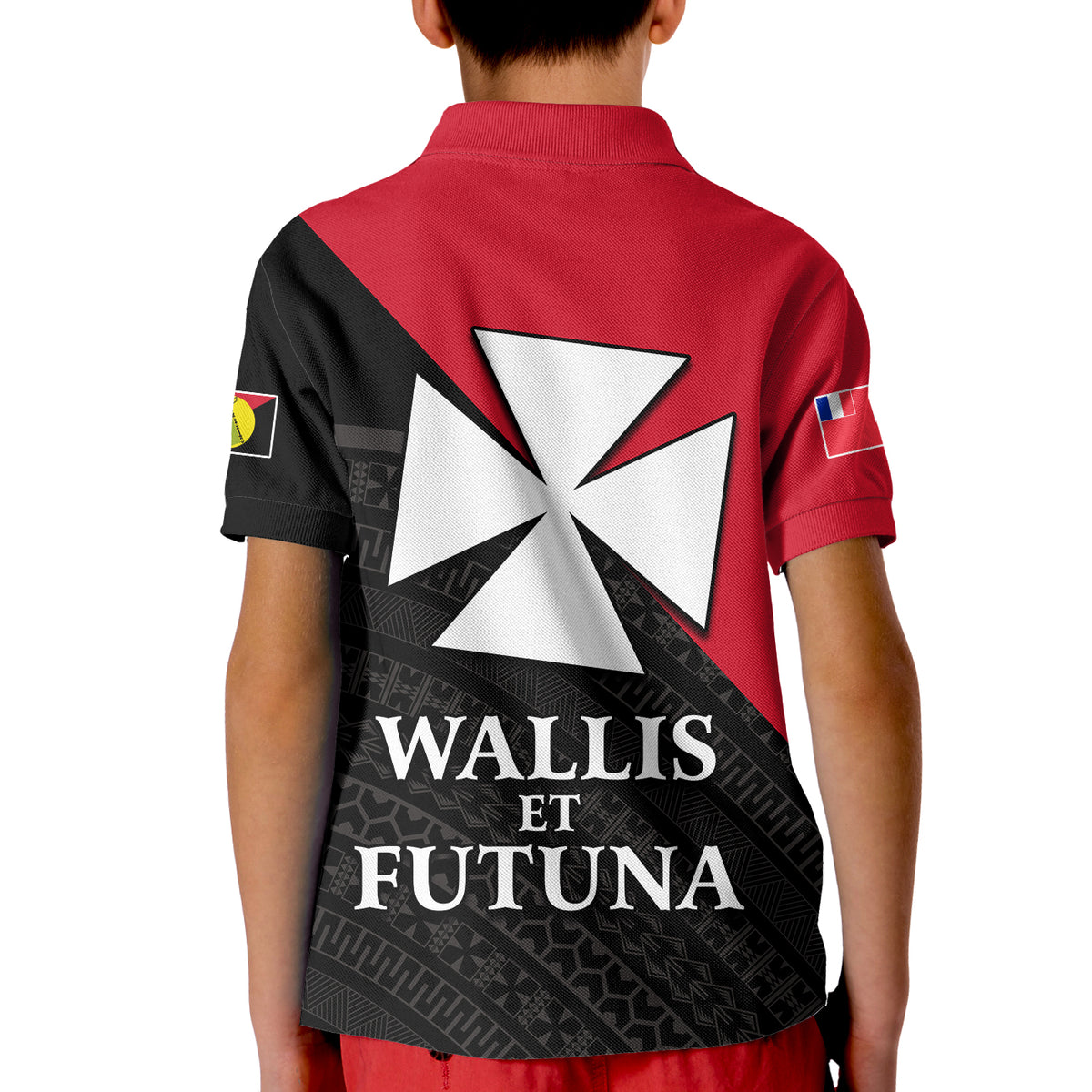 Sigave Chiefdom Wallis et Futuna Polo Shirt KID Polynesian Pattern and Flag LT13 - Polynesian Pride