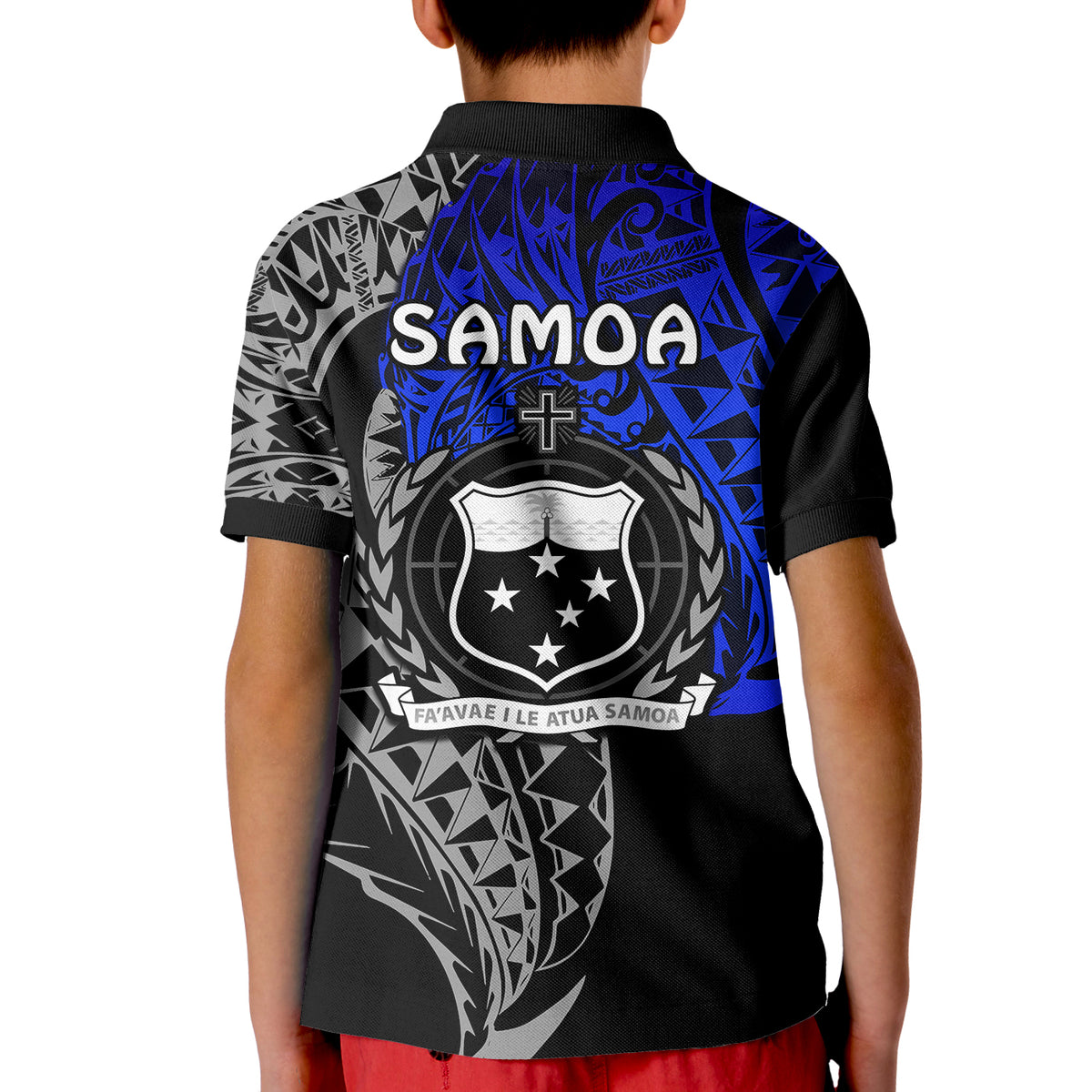 Siva Samoa Polo Shirt KID Samoan Dance Mix Blue Polynesian LT13 - Polynesian Pride