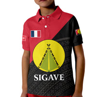 Sigave Chiefdom Wallis et Futuna Polo Shirt KID Polynesian Pattern and Flag LT13 Unisex Red - Polynesian Pride