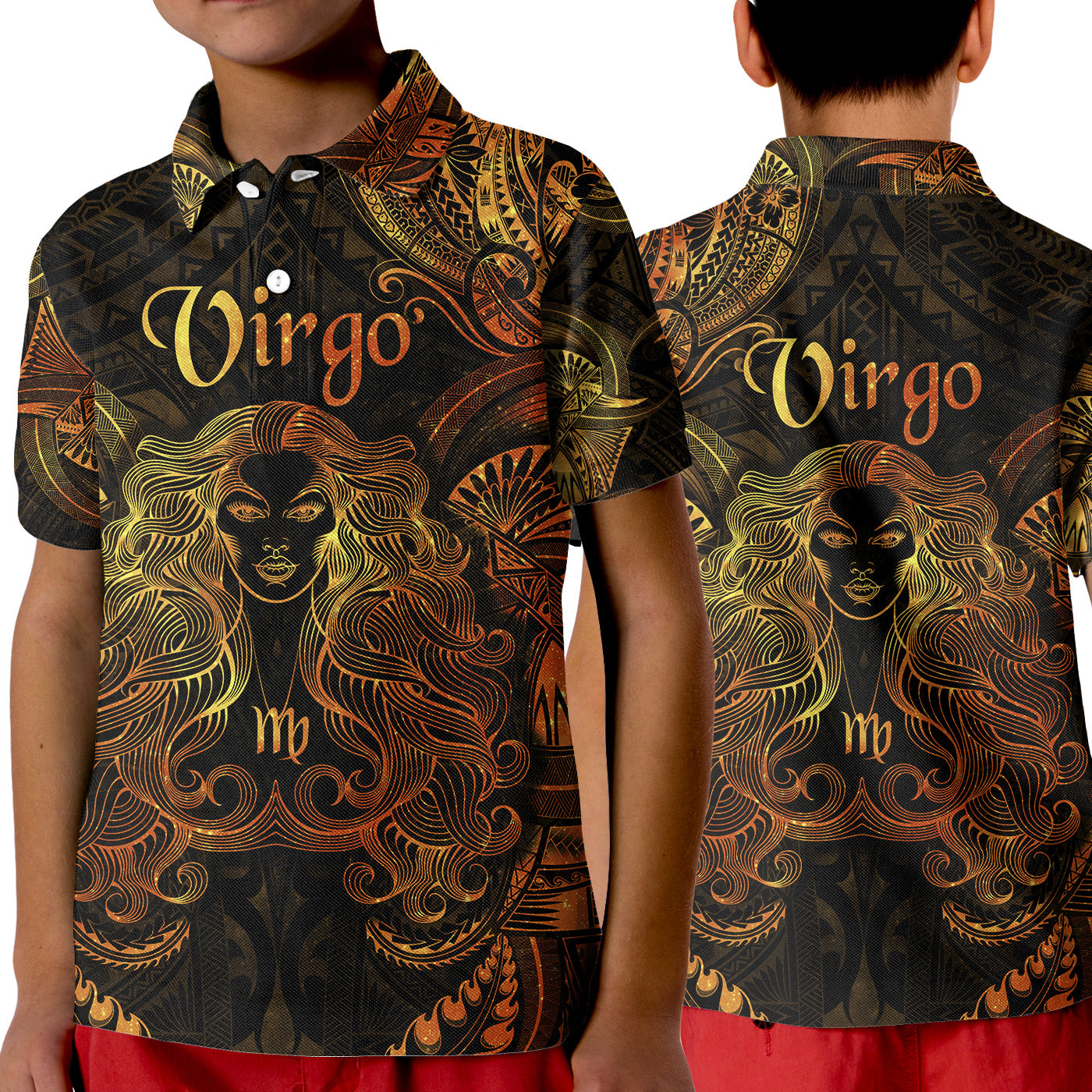 Virgo Zodiac Polynesian Polo Shirt KID Unique Style - Gold LT8 Unisex Gold - Polynesian Pride