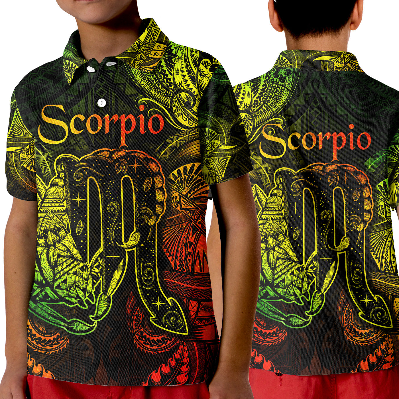 Scorpio Zodiac Polynesian Polo Shirt KID Unique Style - Reggae LT8 Unisex Reggae - Polynesian Pride