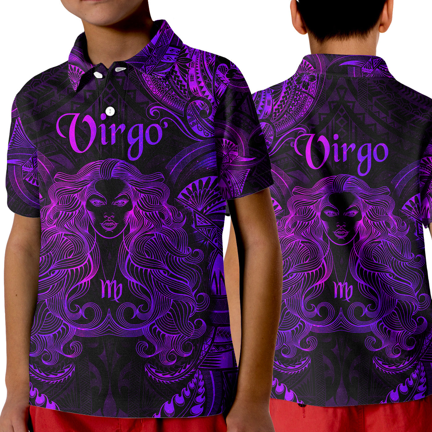 Virgo Zodiac Polynesian Polo Shirt KID Unique Style - Purple LT8 Unisex Purple - Polynesian Pride