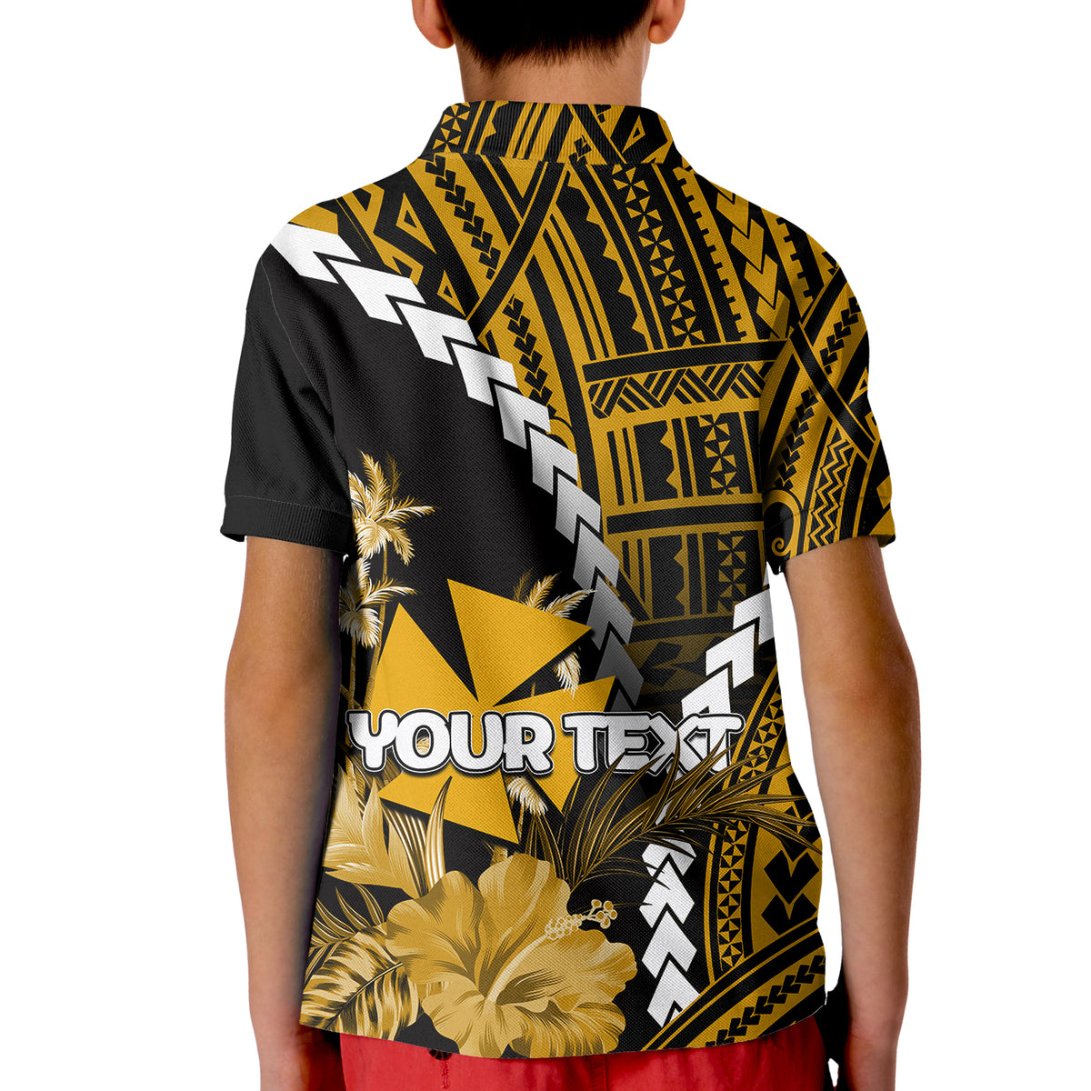 (Custom Personalised)Wallis and Futuna Polo Shirt KID Polynesian Style Gold Color LT6 - Polynesian Pride