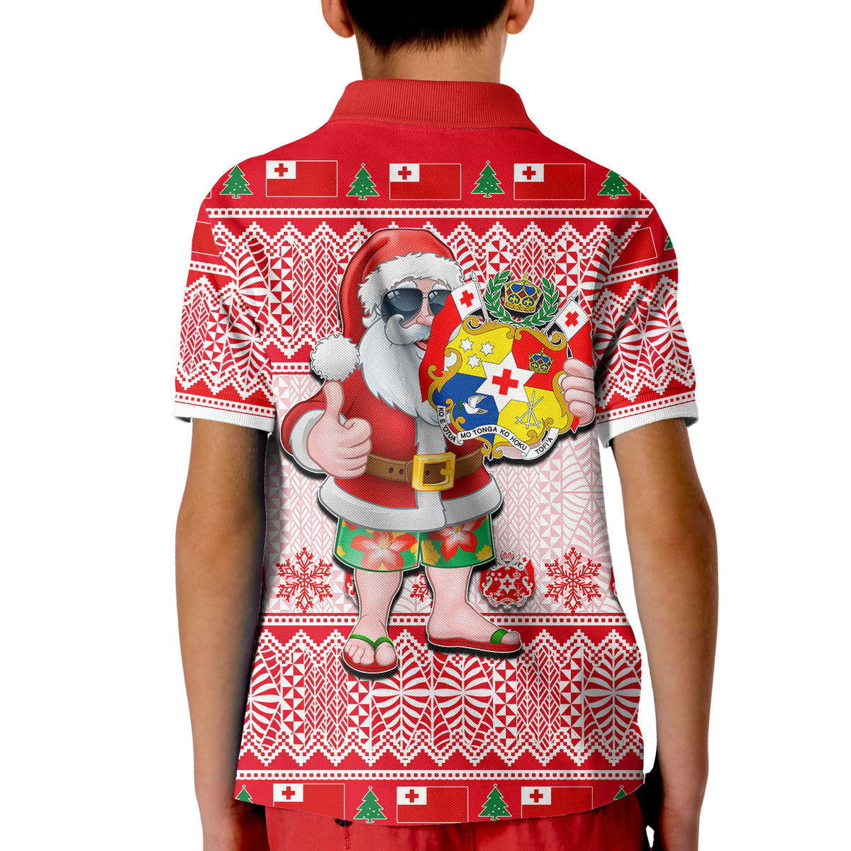Tonga Christmas Polo Shirt KID Cool Santa Claus LT6 - Polynesian Pride