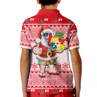 Tonga Christmas Polo Shirt KID Cool Santa Claus LT6 - Polynesian Pride