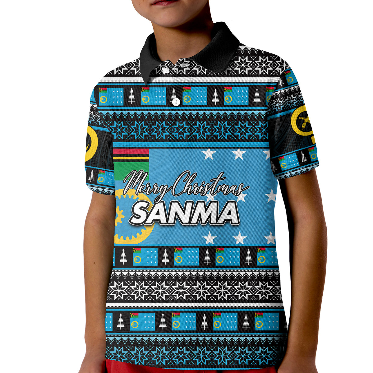 Sanma Province Polo Shirt KID Of Vanuatu Christmas LT6 Unisex Blue - Polynesian Pride