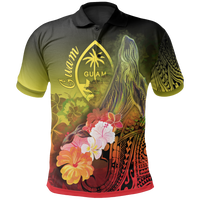 Guam Polo Shirt Humpback Whale with Tropical Flowers (Yellow) Unisex Yellow - Polynesian Pride