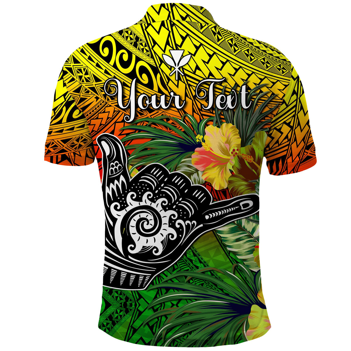 Custom The Shaka Hawaii Polo Shirt Tropical Flowers Reggae Version LT13 - Polynesian Pride