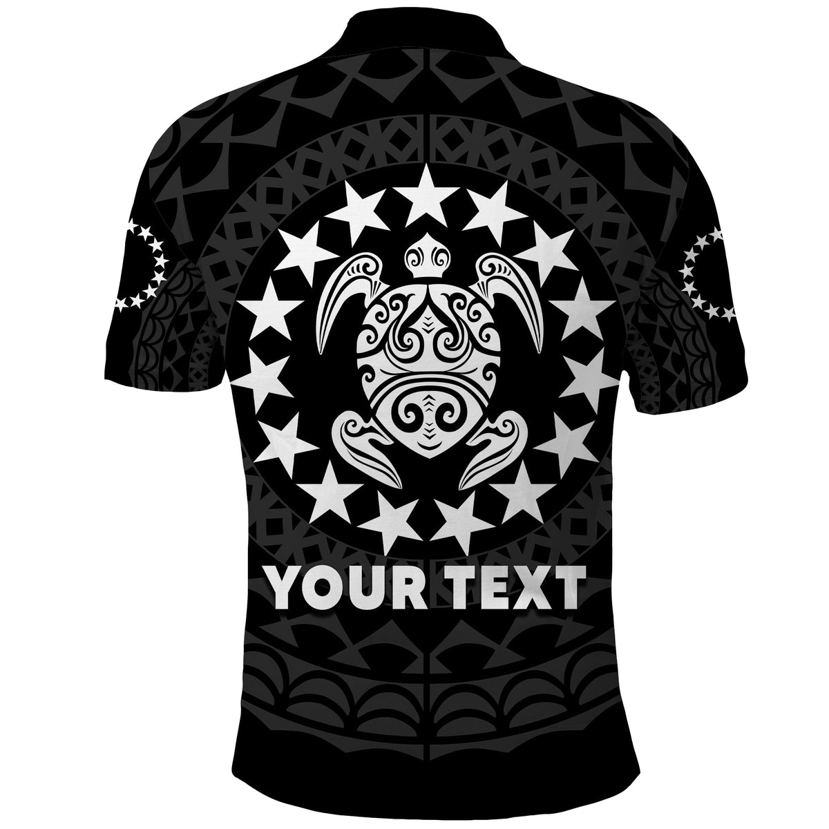 Custom Islands Polo Shirt Circle Pattern Mix Sea Turtle Black Version LT14 - Polynesian Pride