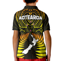 Aotearoa Fern Polo Shirt KID New Zealand Hei Tiki Gold Style LT13 - Polynesian Pride