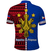 Philippines Polo Shirt Pilipinas Sun Mix Polynesian Pattern LT14 - Polynesian Pride