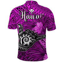 The Shaka Hawaii Polo Shirt Tropical Flowers Purple Version LT13 - Polynesian Pride
