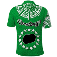 Rarotonga Cook Islands Polo Shirt Turtle and Map Style Green LT13 - Polynesian Pride